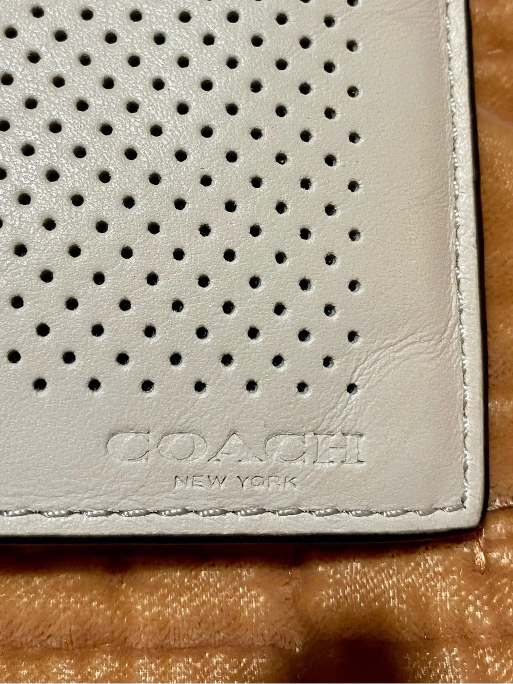 Coach Bifold Perforated Leather Wallet ~ Chalk/Black